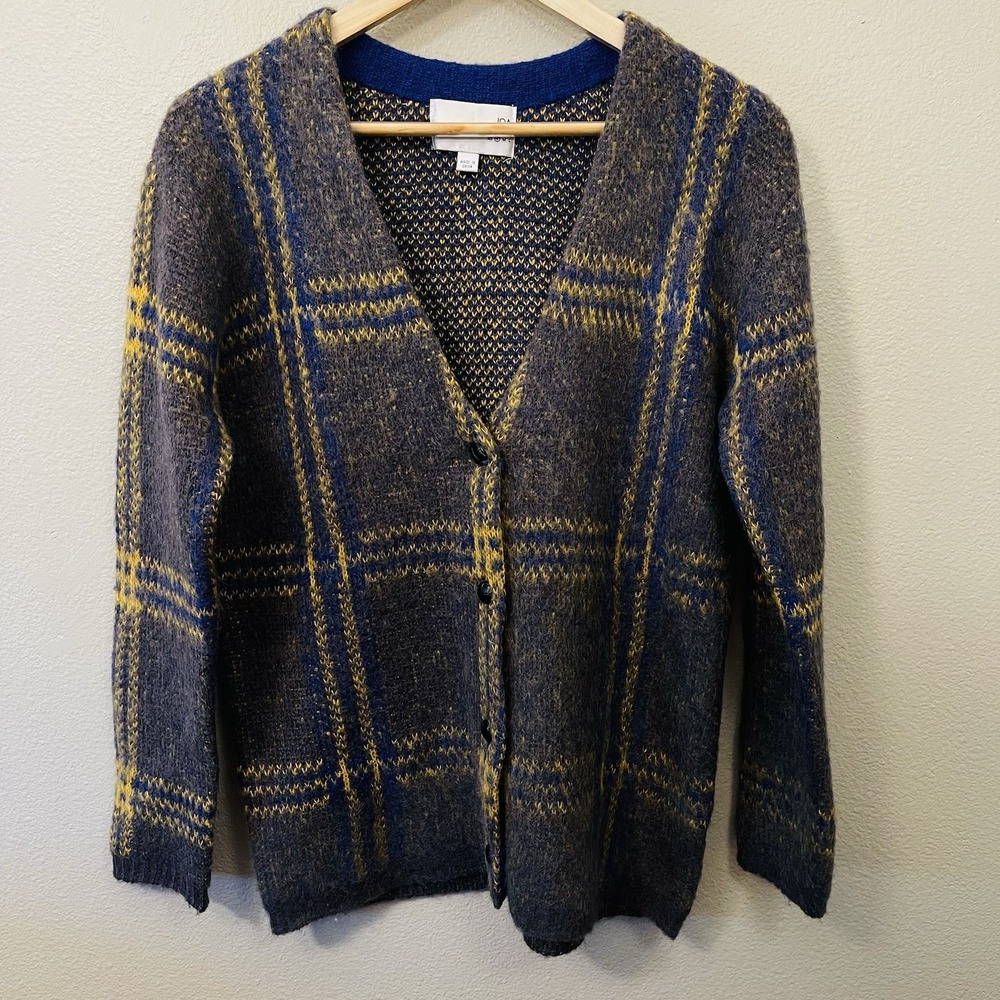 JOA Los Angeles Plaid Wool Blend Cardigan Multicolor Academia Grandpa Women's S